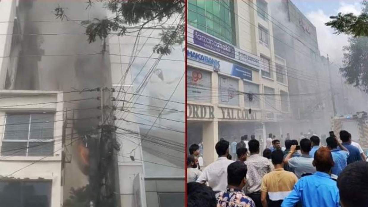 রাজধানীর ধানমন্ডিতে বহুতল ভবনে আগুন, ২ ঘন্টা পর নিয়ন্ত্রণে